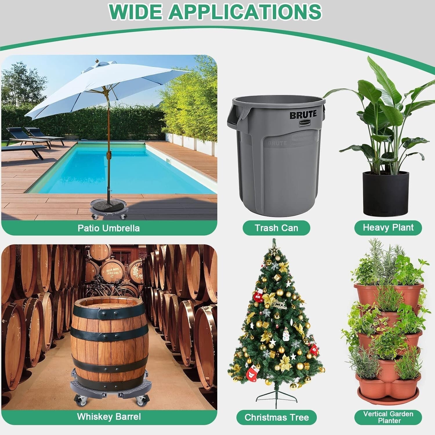 Adjustable 15-21 Inch Rolling Plant Caddy with Wheels - 2 Pack for Easy Moving