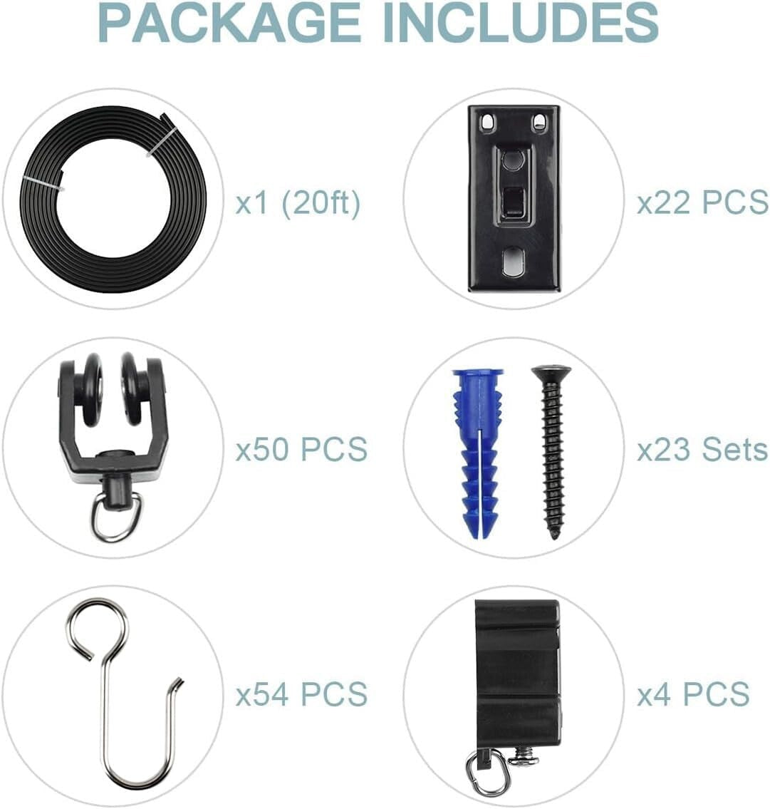 20 ft Heavy-Duty Ceiling Mounted Curtain Track - Versatile & Flexible Design