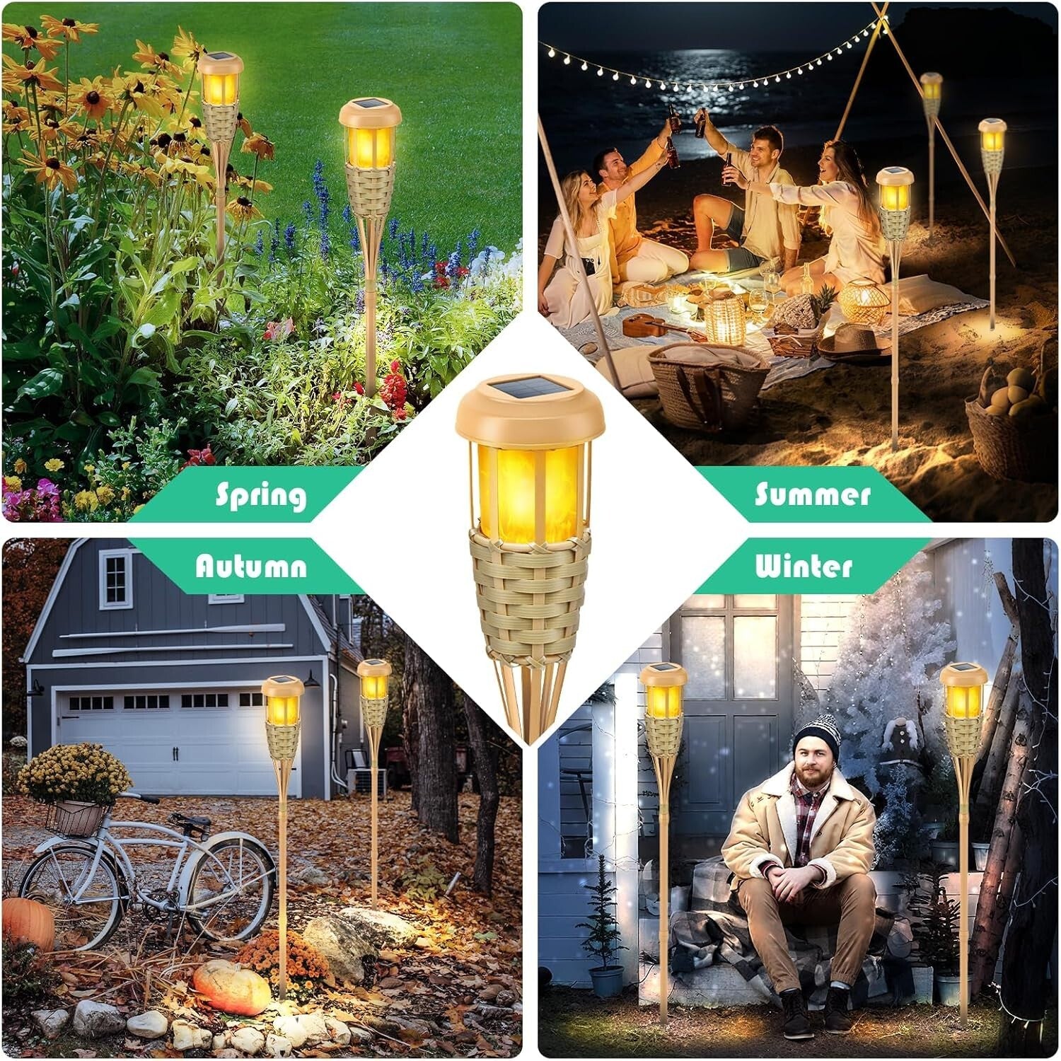 Adjustable Solar Outdoor Torch Lights – Flickering Flame for Pathways & Patios
