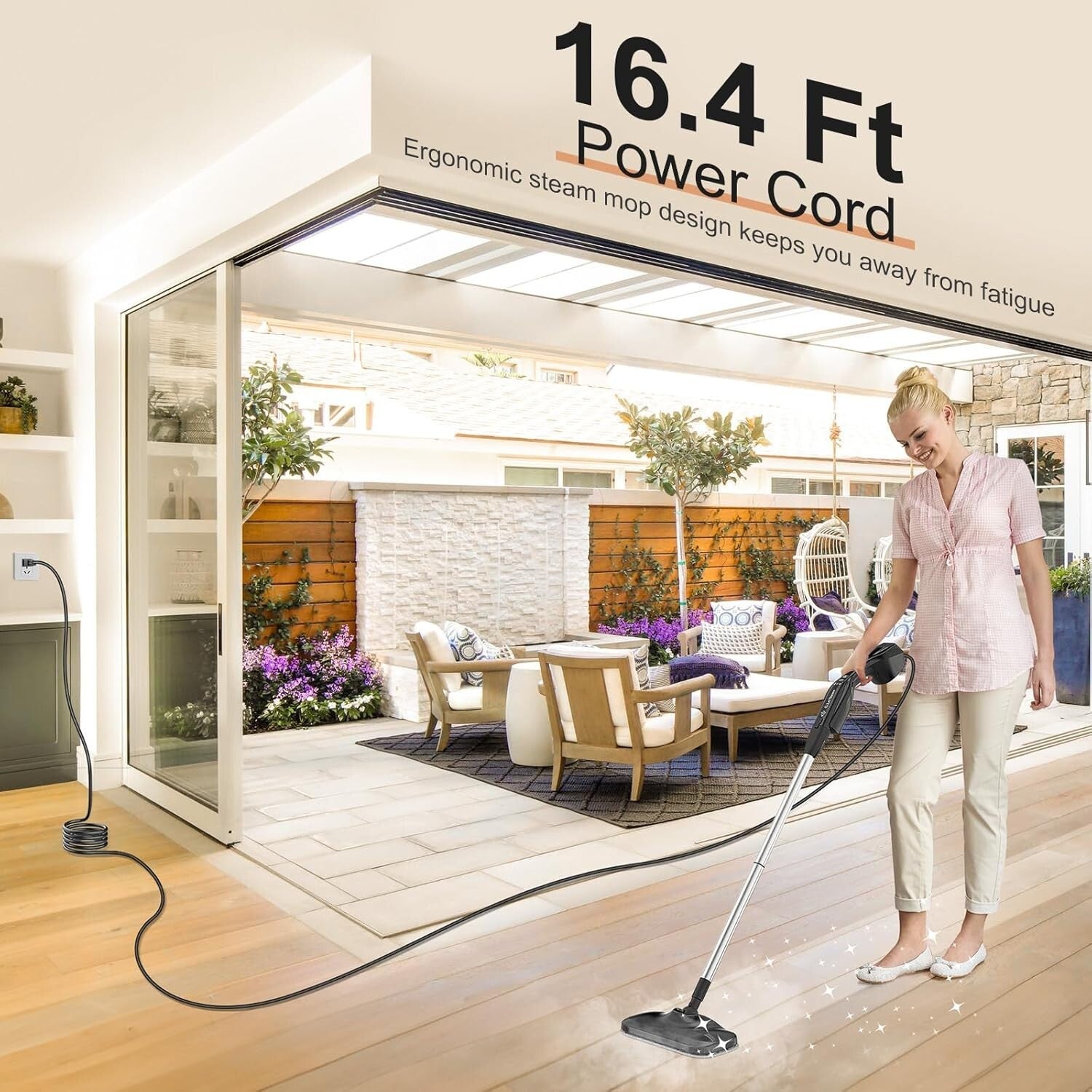 Fastest Heating 260°F Steam Mop with Handheld Cleaner – 17 Accessories Included