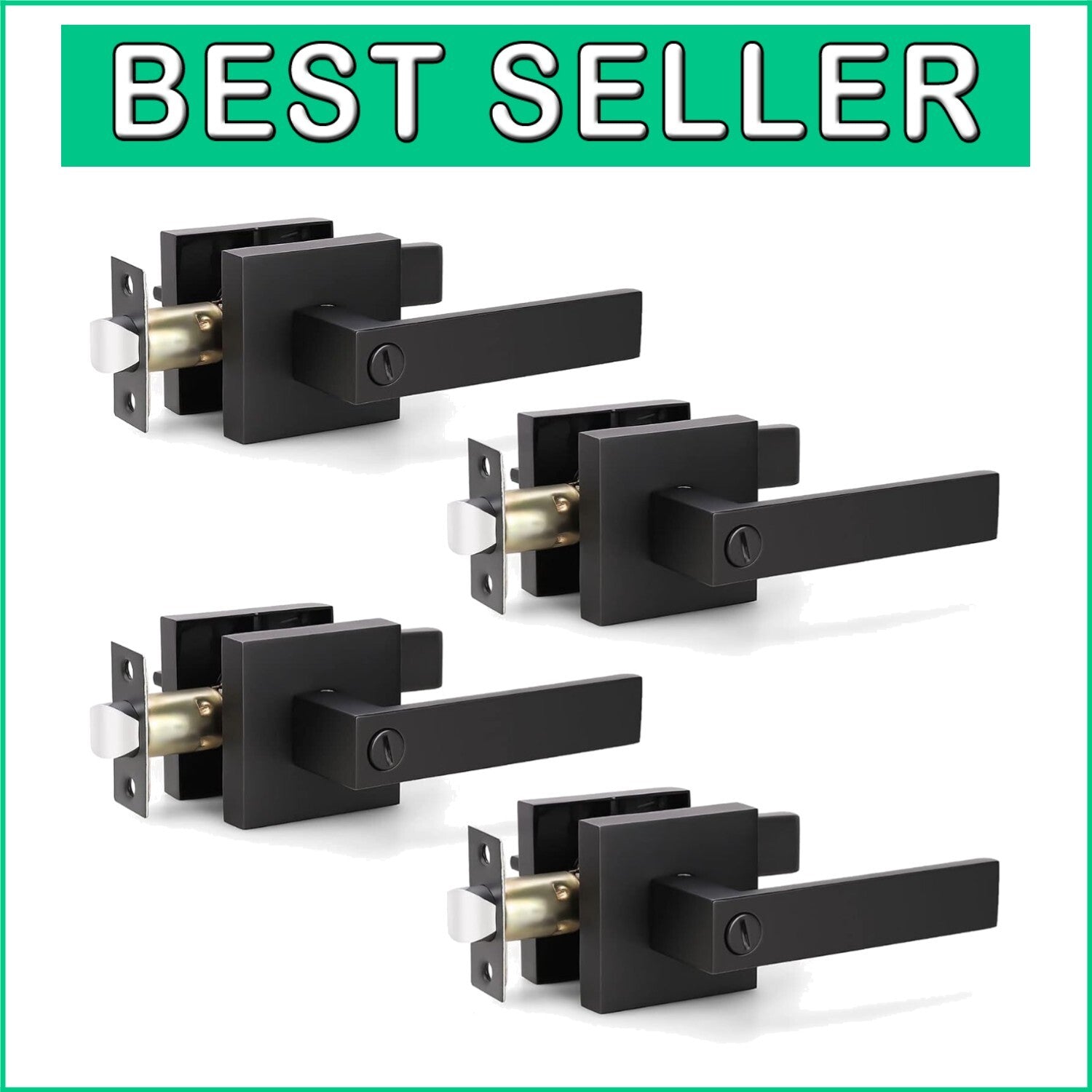 4-Pack Matte Black Interior Door Handles - Ambidextrous, Easy Installation