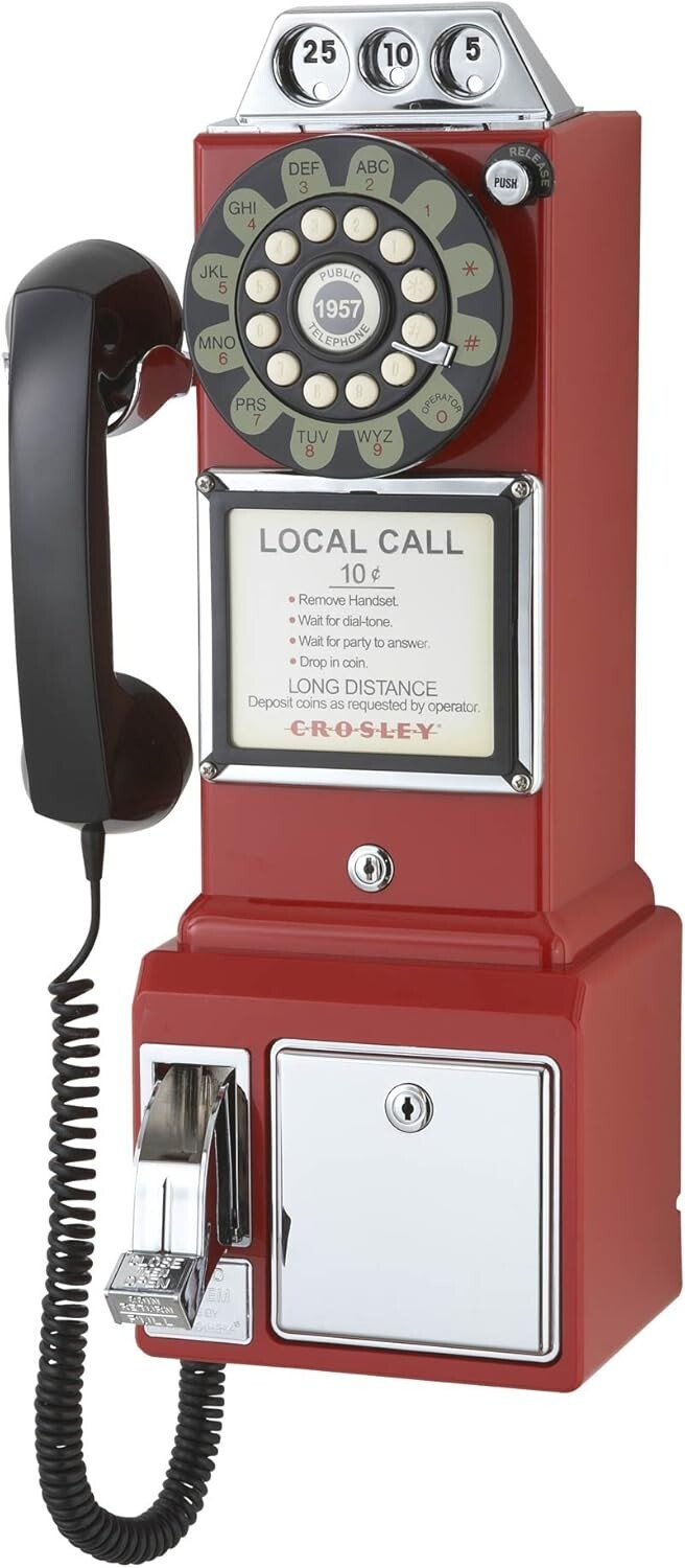 Classic 1950s Payphone - Retro Charm Meets Modern Push Button Convenience