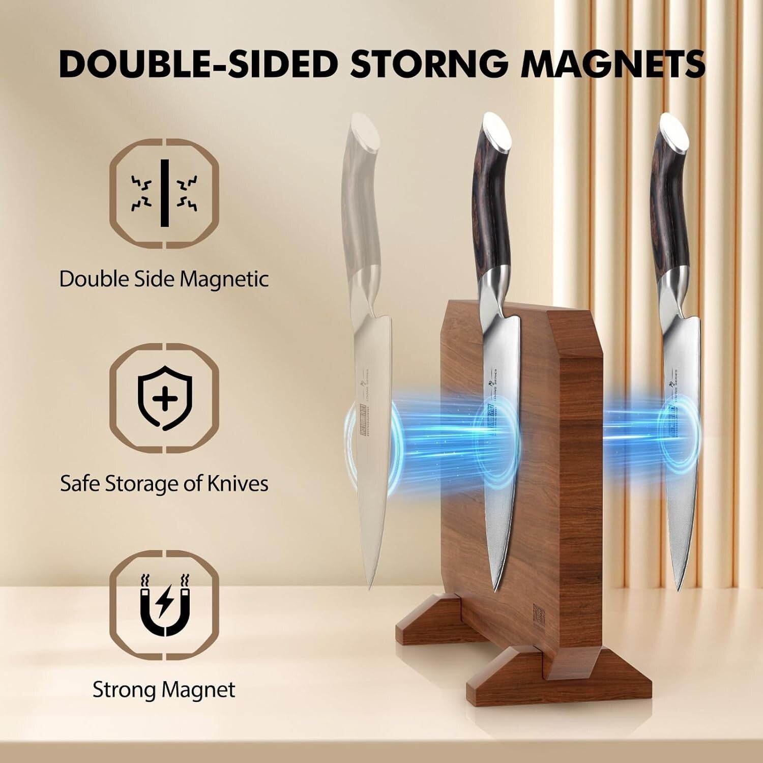 Double-Sided Magnetic Knife Holder with Non-Slip Feet - Modern Kitchen Essential