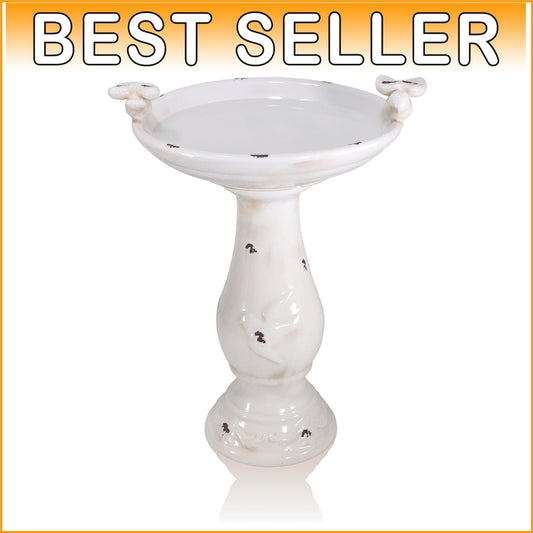 Vintage 25" Antique Ceramic Bird Bath with Figurines | Ideal for Backyard Birds