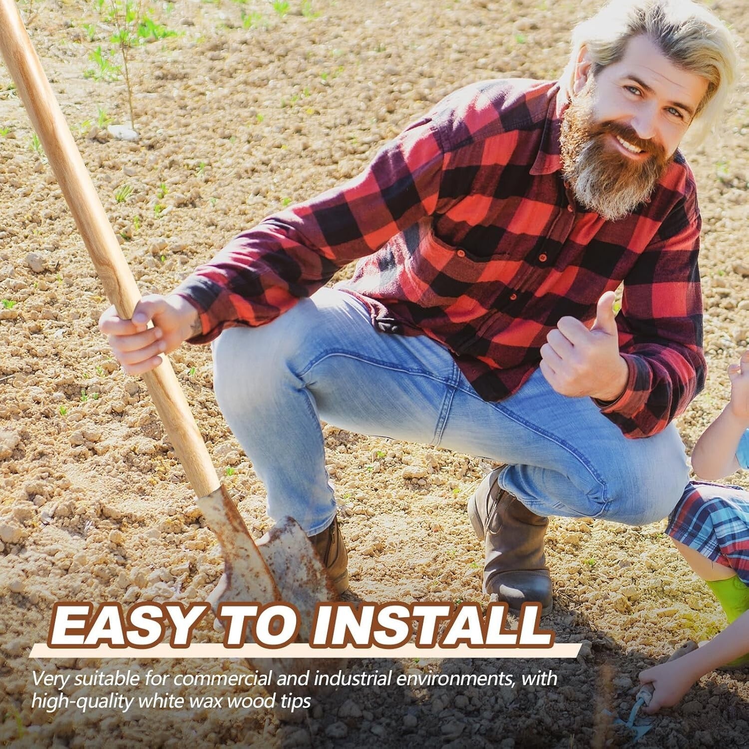 Professionally Crafted Ash Wooden Shovel Replacement Handles – 4 Pack 40.94"