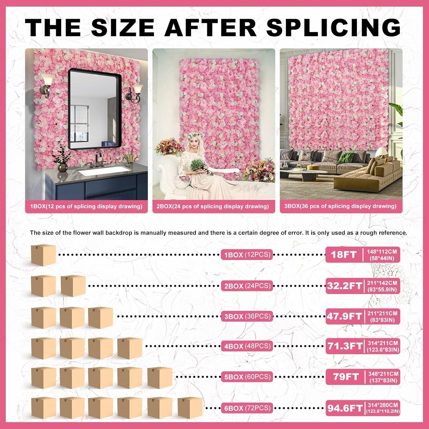 Stunning Pink Floral Wall Panels (12 Pieces) - Perfect for Weddings & Parties