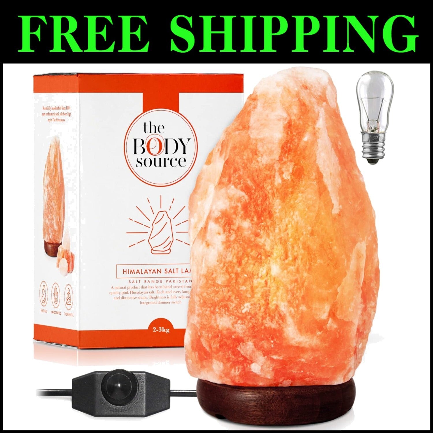 Elegant Dimmable Himalayan Salt Lamp 10-12 Inches | Natural Orange Glow