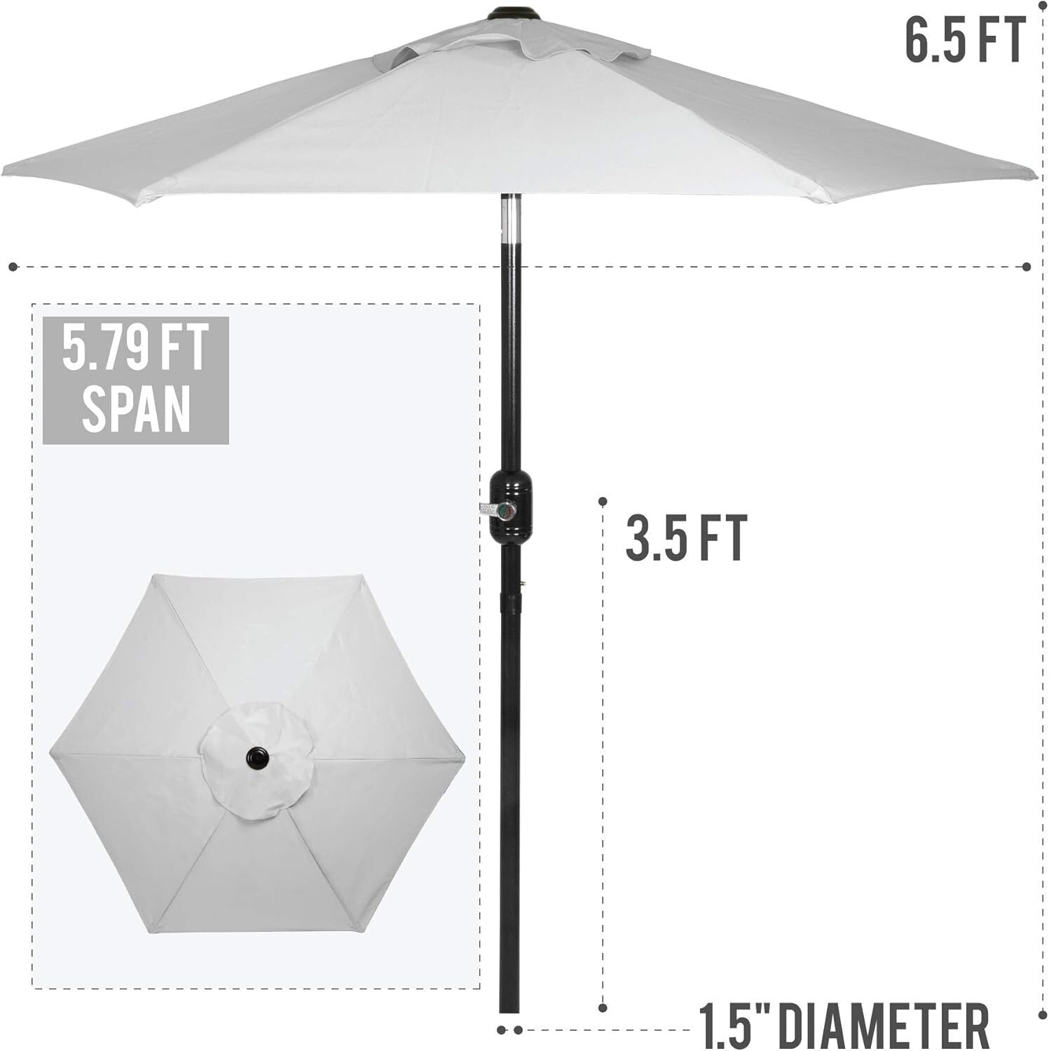 Durable 6 Ft Outdoor Umbrella - Easy Crank & Tilt Design for Ultimate Shade
