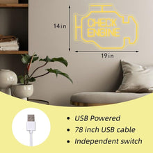 Load image into Gallery viewer, USB Powered LED Check Engine Neon Wall Sign - Perfect for Garages &amp; Workshops
