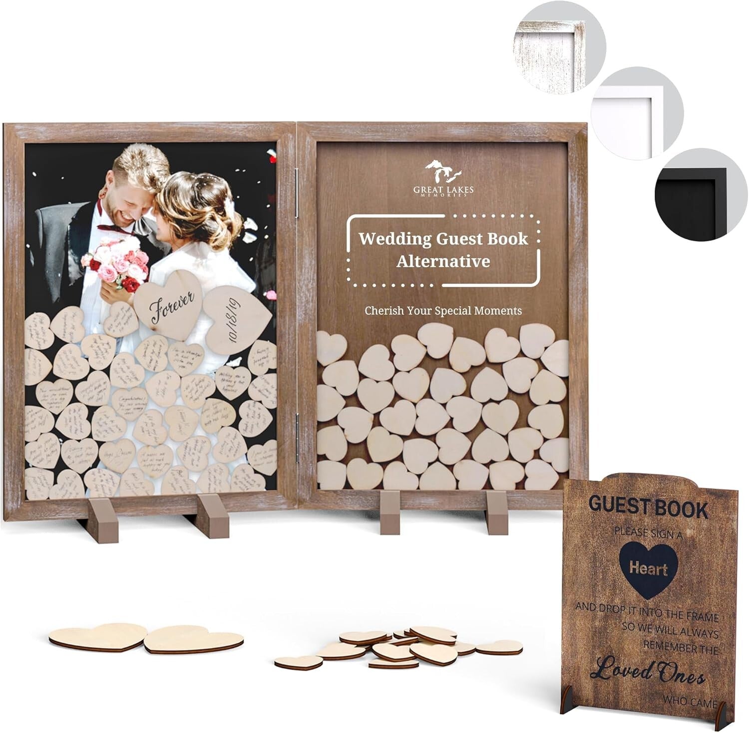 Customizable Rustic Heart Drop Box Guest Book for Wedding Receptions - 17x13in