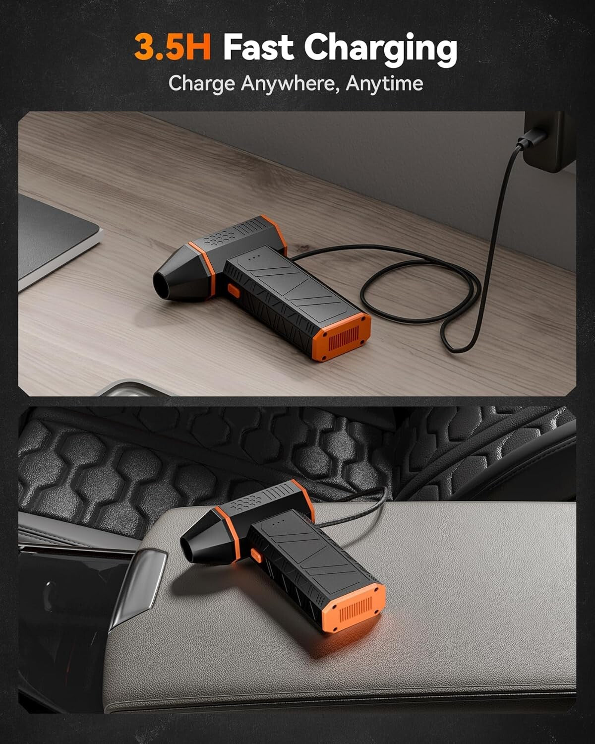 Efficient Cordless Air Duster - 110,000 RPM Turbo Speed for Electronics & Home