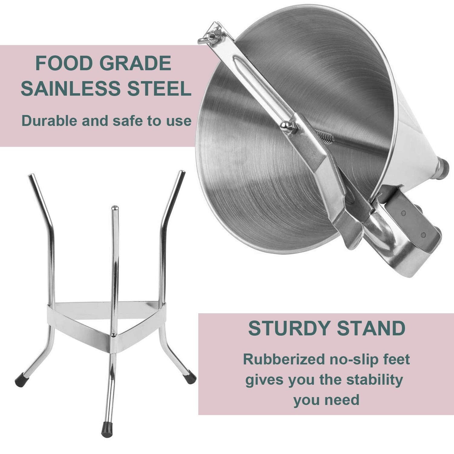 Professional Quality Stainless Steel Cake Decorating Funnel with Non-Slip Stand