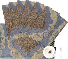 Load image into Gallery viewer, Opulent Grey Blue Jacquard Placemats Set - Traditional Dining Table Decor