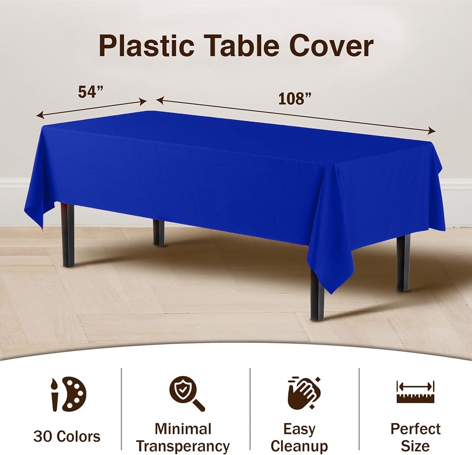 Durable Dark Blue Plastic Table Covers - 48 Disposable Rectangle Tablecloths