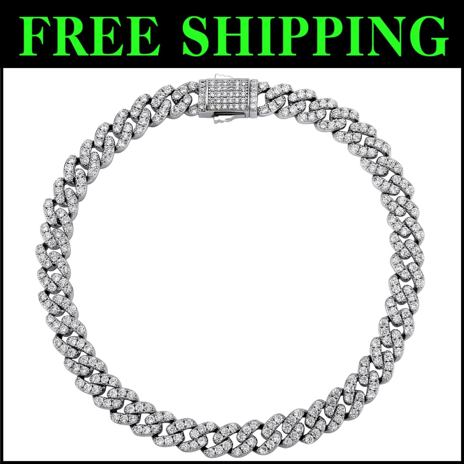 Chunky Cuban Link Anklet - 14K Gold 6x Plated with Sparkling Cubic Zirconia