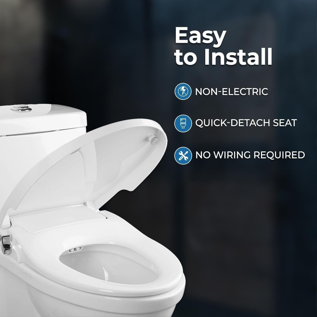 Durable Plastic Elongated Bidet Toilet Seat with Slow-Close & Rear Wash Options