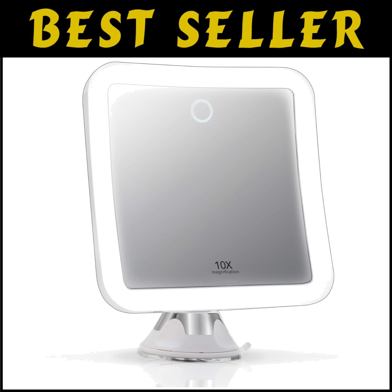 Cordless 10x Magnifying Mirror with 3 LED Settings - Ideal for Home or Travel