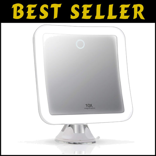 Cordless 10x Magnifying Mirror with 3 LED Settings - Ideal for Home or Travel