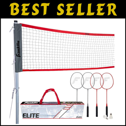 Champion Badminton Net Set - Sturdy Poles, Rackets, and Birdies for Backyard Fun