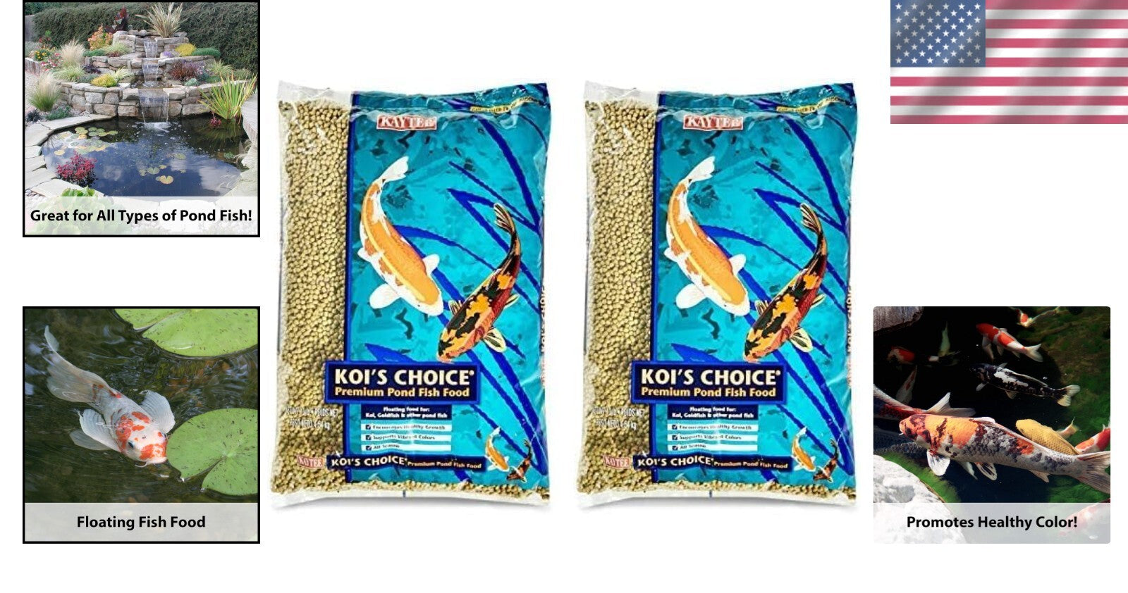 Koi’s Choice Premium Pond Fish Food - 10 lb Pack of 2 for Healthy Growth