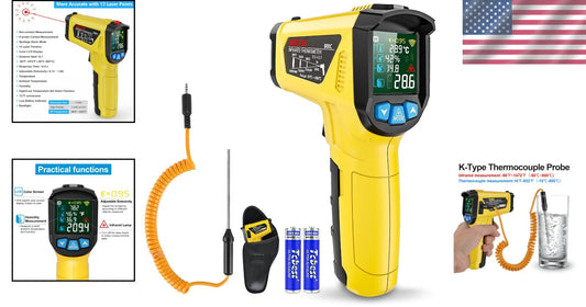 Multi-Functional Temperature Gun with Adjustable Emissivity - Ideal for Cooking