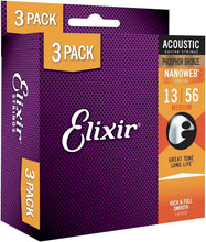 Load image into Gallery viewer, Premium Phosphor Bronze Acoustic Guitar Strings with NANOWEB Coating - 3 Pack
