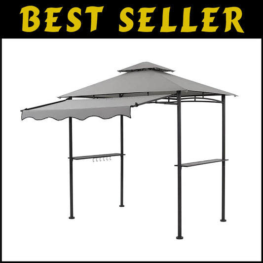 Portable Outdoor Gazebo Canopy with Side Awning for Grilling – Easy Assembly