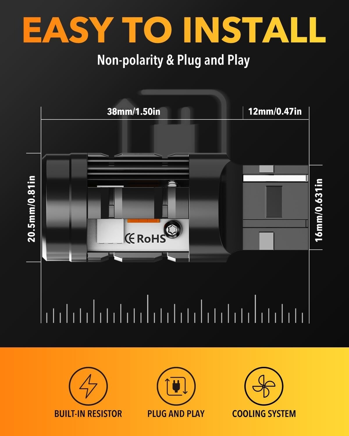 Amber Yellow 7443 Blinker Bulbs - 4000 Lumen, Long Life, Error-Free Performance
