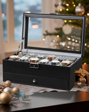 Load image into Gallery viewer, Premium 12-Slot Watch &amp; Jewelry Organizer with Soft Interior &amp; Tabletop Design