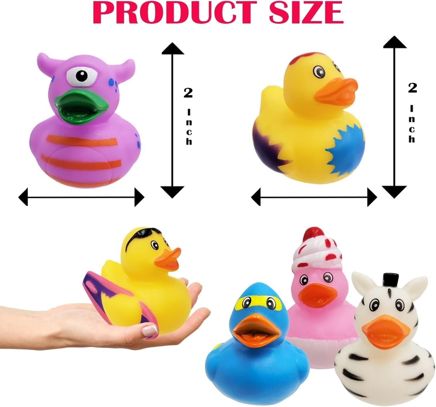 100-Pack Assorted Rubber Ducks - Fun Bath & Pool Toys for Kids and Parties
