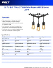 Load image into Gallery viewer, Weatherproof Solar Powered String Lights - 20ft with 11 Shatterproof Bulbs
