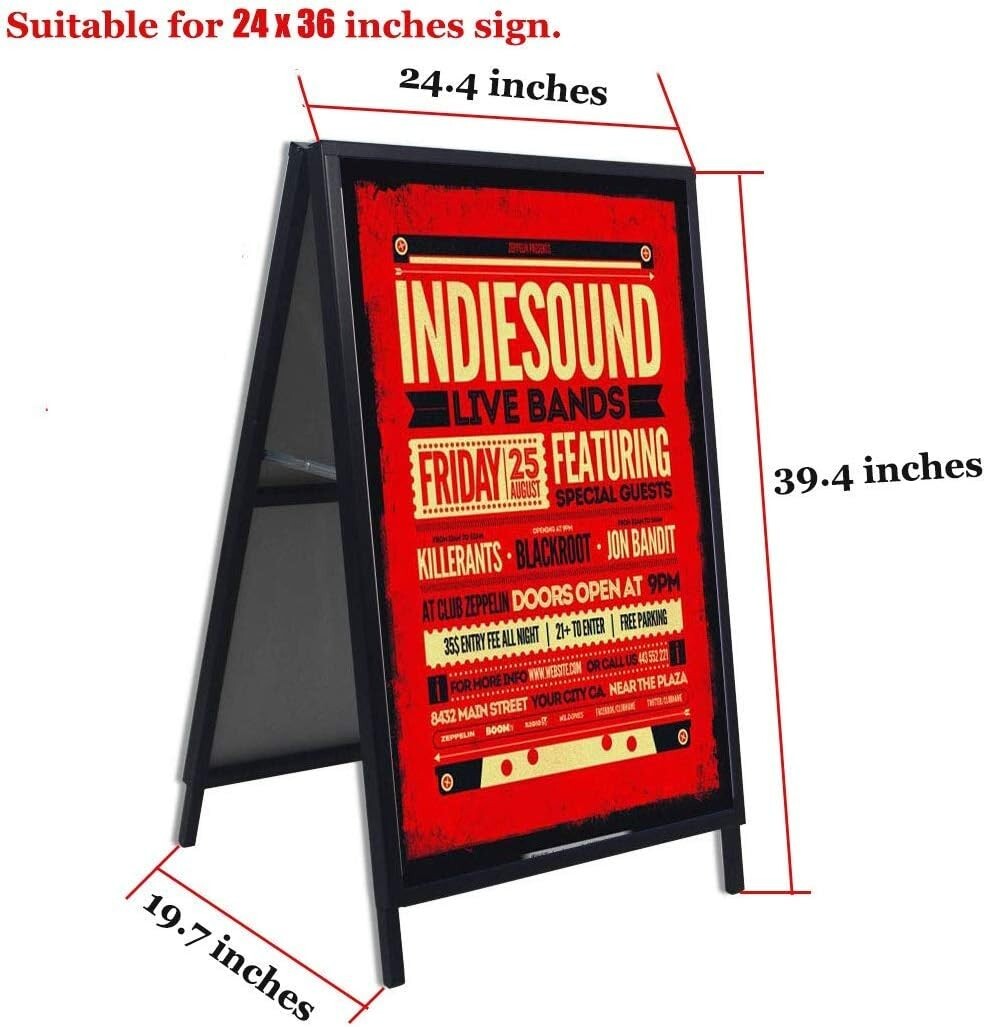 Durable Black Sidewalk Sign 24x36 for Promotions with Easy Ad Replacement System