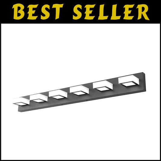 Sleek 6-Light LED Vanity Wall Light in Matte Black - Energy Efficient Style