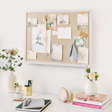 Load image into Gallery viewer, Stylish 23x18 Inch Wall Hanging Bulletin Board with Pushpins - Vintage White