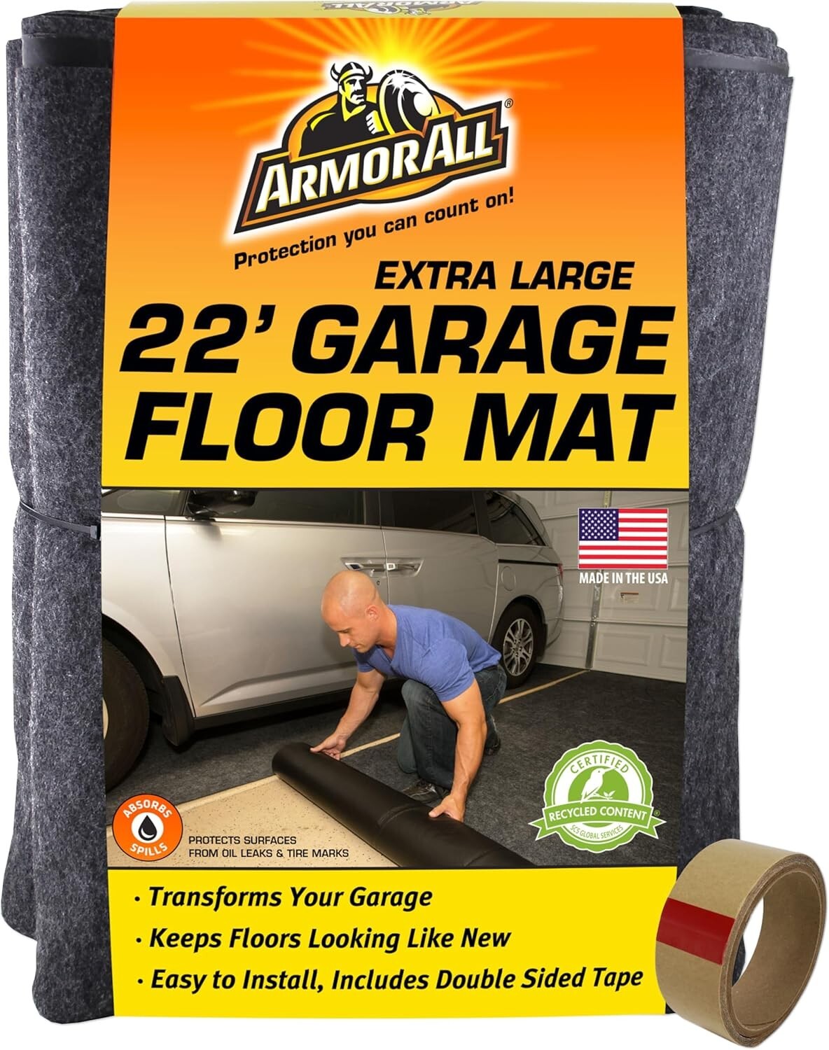 Durable Charcoal XL Garage Mat 22' x 8'10" - Slip-Resistant and Easy to Clean