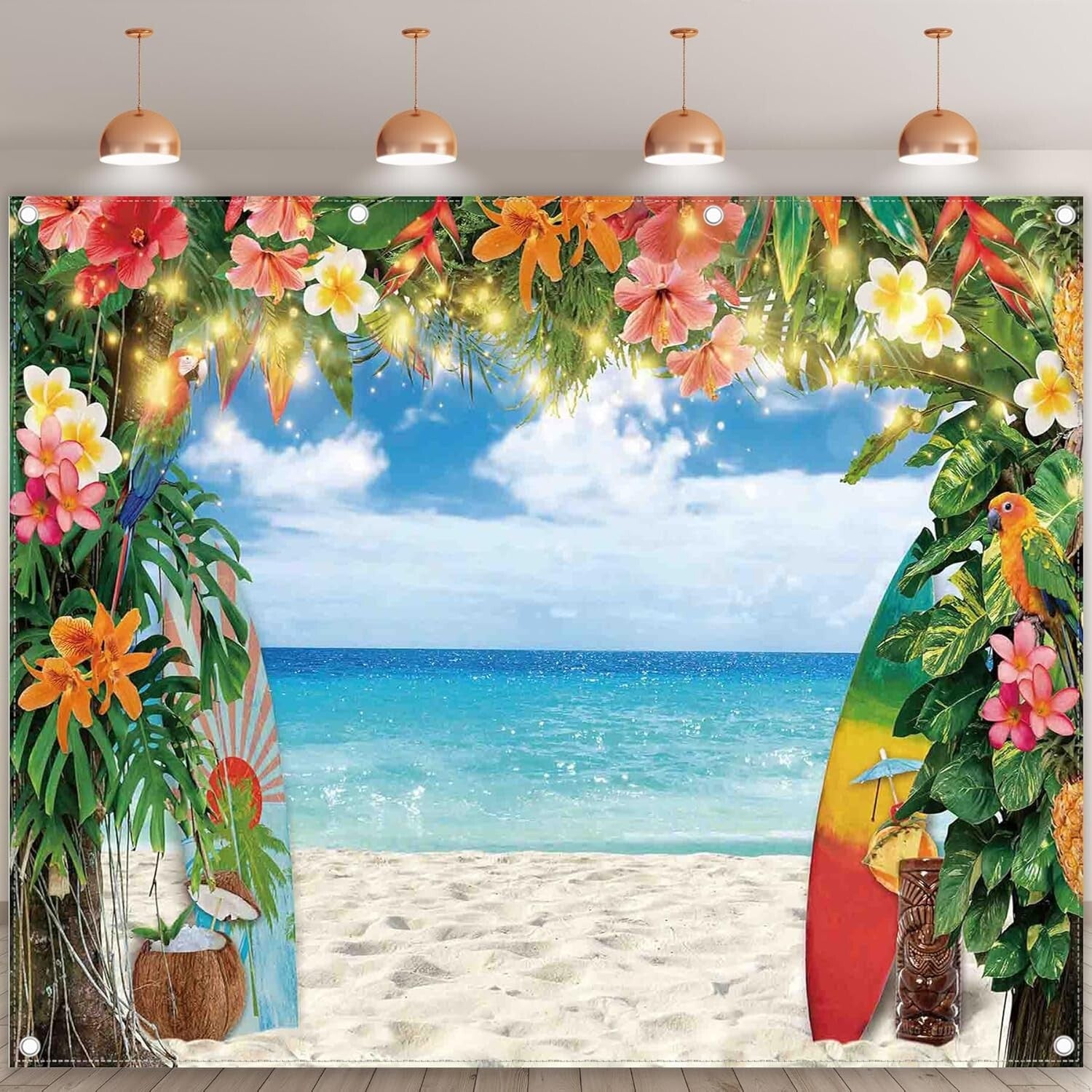 Soft 10x8ft Polyester Hawaiian Backdrop - Perfect for Weddings & Graduations