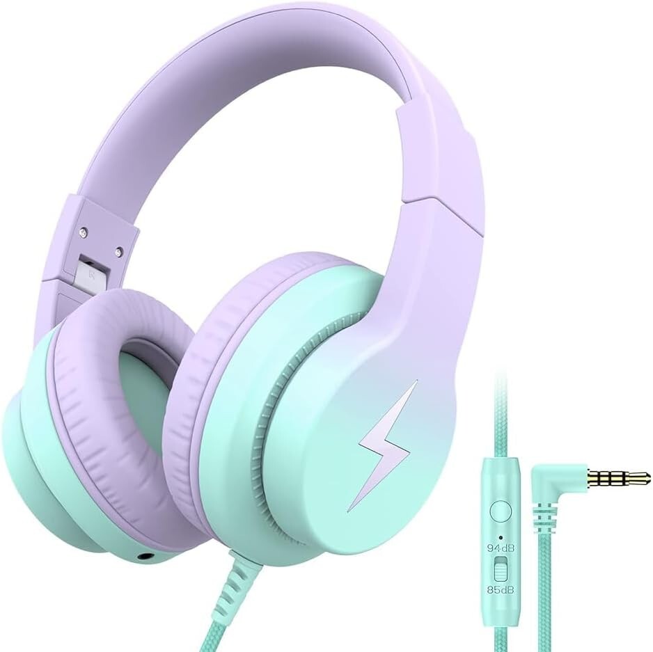 Child-Friendly Foldable Headphones with Mic - Adjustable Over-Ear Kids' Audio