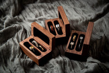 Load image into Gallery viewer, Engraved Walnut Ring Box - A Rustic Storage for Wedding and Engagement Rings