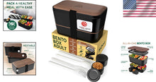 Load image into Gallery viewer, Stylish Leakproof Bento Box with Utensils &amp; sauce jars - 50 oz Lunch Container