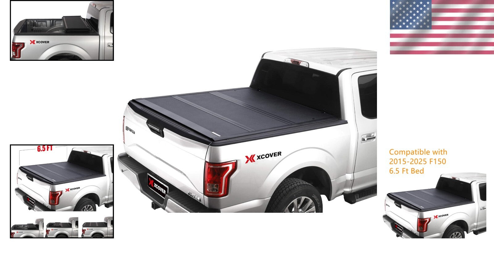 Low Profile Hard Tri-Fold Tonneau Cover for 2015-2025 Ford F150 6.5' Bed