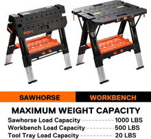 Load image into Gallery viewer, Portable Folding 2-in-1 Workbench &amp; Sawhorse - Lightweight &amp; Multifunctional