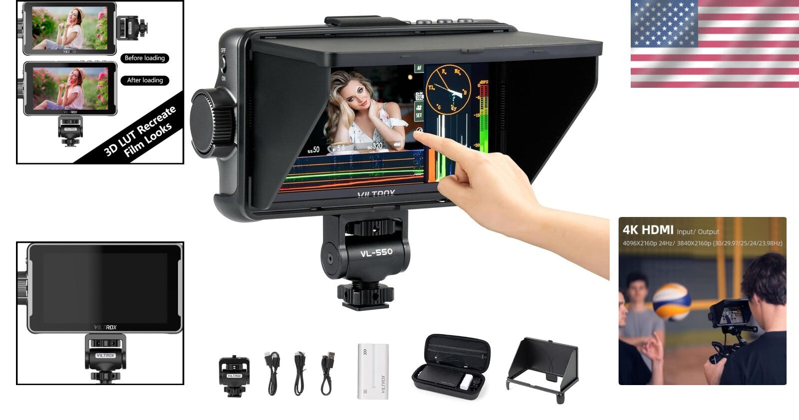 Compact 5.5-Inch 4K Monitor with 1200 Nits & Custom LUT Loading for Video Shoots