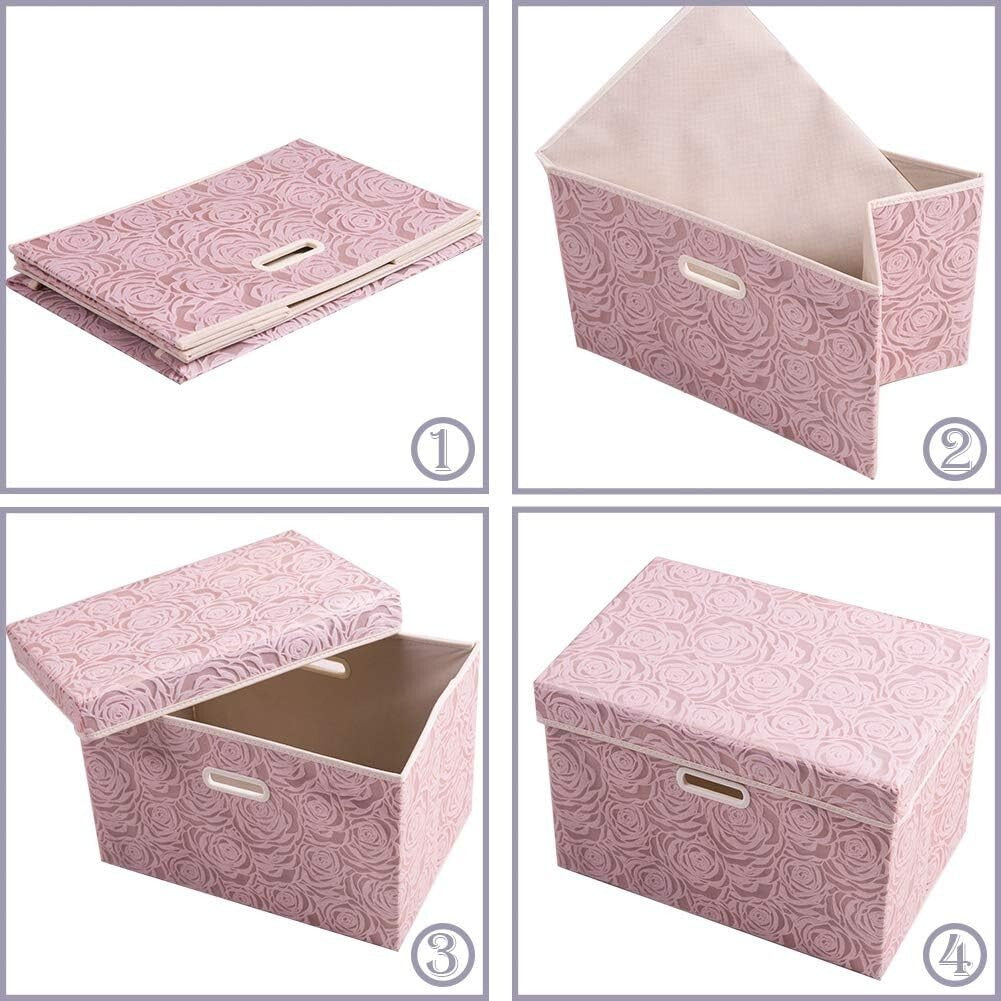 Eco-Friendly Floral Storage Boxes - Large Foldable 5-Pack for Home Organization