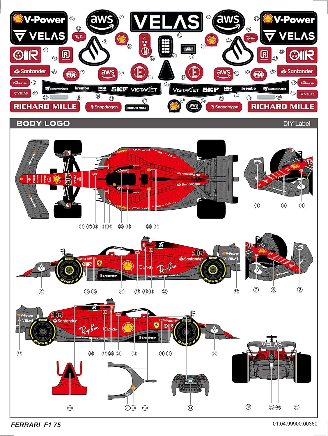 High Gloss 1:12 Ferrari F1 75 RC Car - Ideal Gift for Racing Fans & Enthusiasts