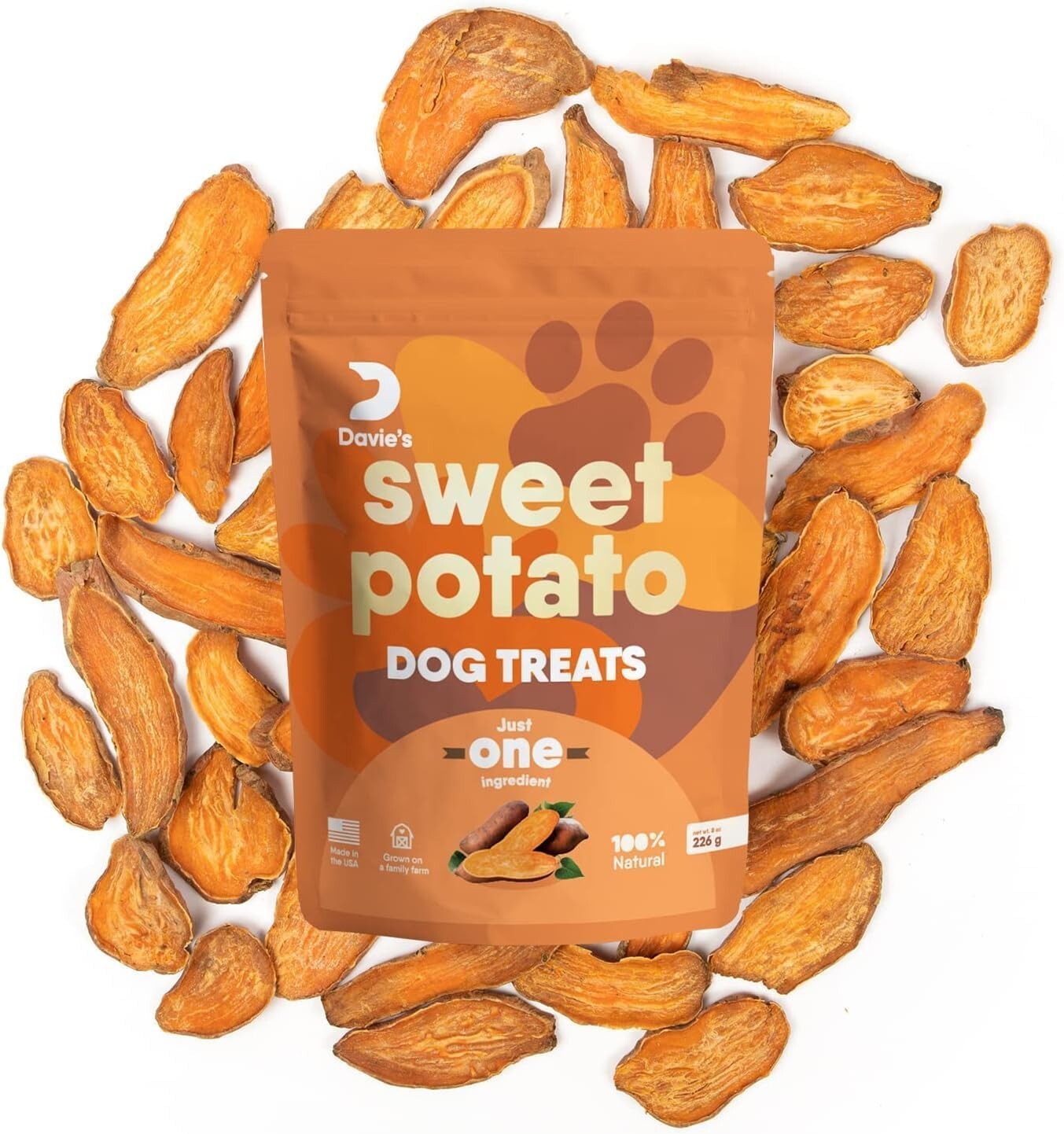 Davie's USA-Made Sweet Potato Chews for Dogs - 2 lb Pack of Healthy Treats