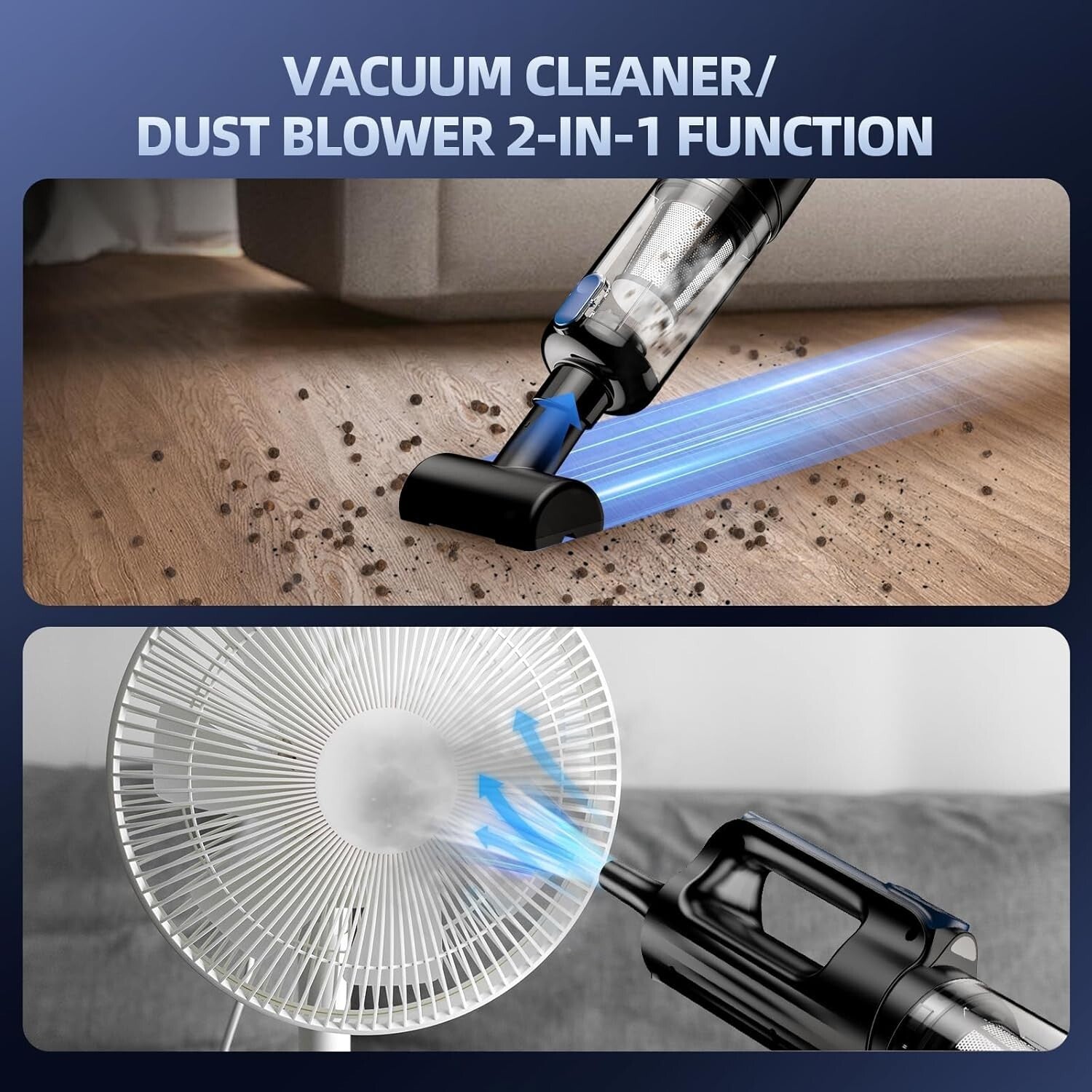 Quiet & Efficient Cordless Car Vacuum, 7800mAh Battery – Pet Hair Solution