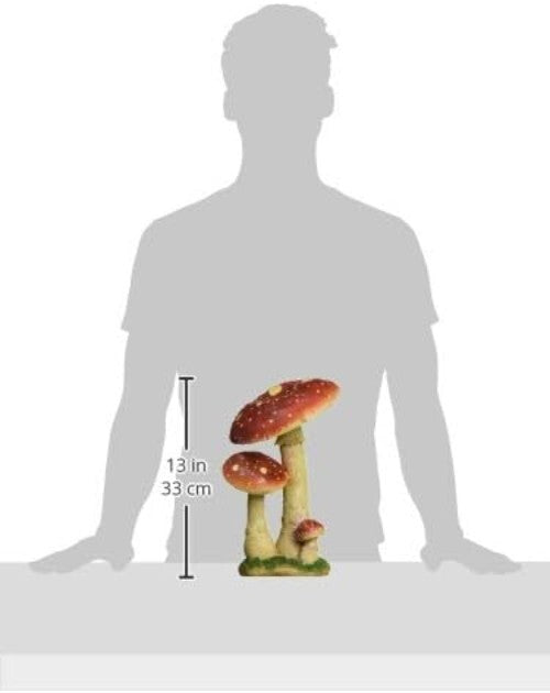 Lightweight Mystic Mushroom Statue: Hand-Cast Red Garden Decor - 12.99” Tall