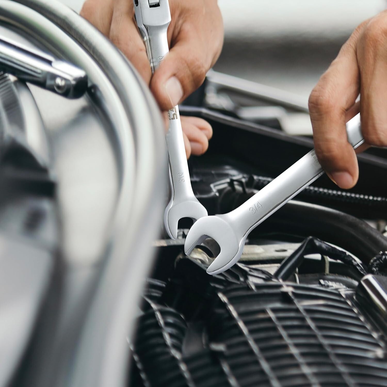 Professional 14-Piece Chrome Vanadium Ratcheting Wrench Set with Flex Head