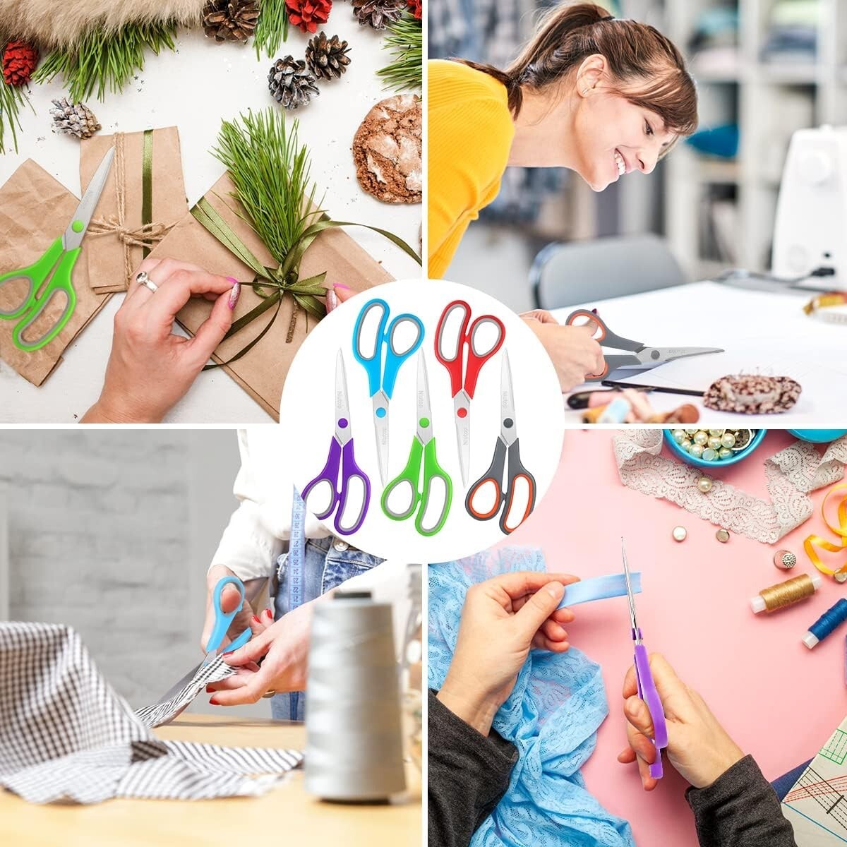 Ambidextrous 8" Cutting Scissors Set of 50 - Comfort and Precision Guaranteed