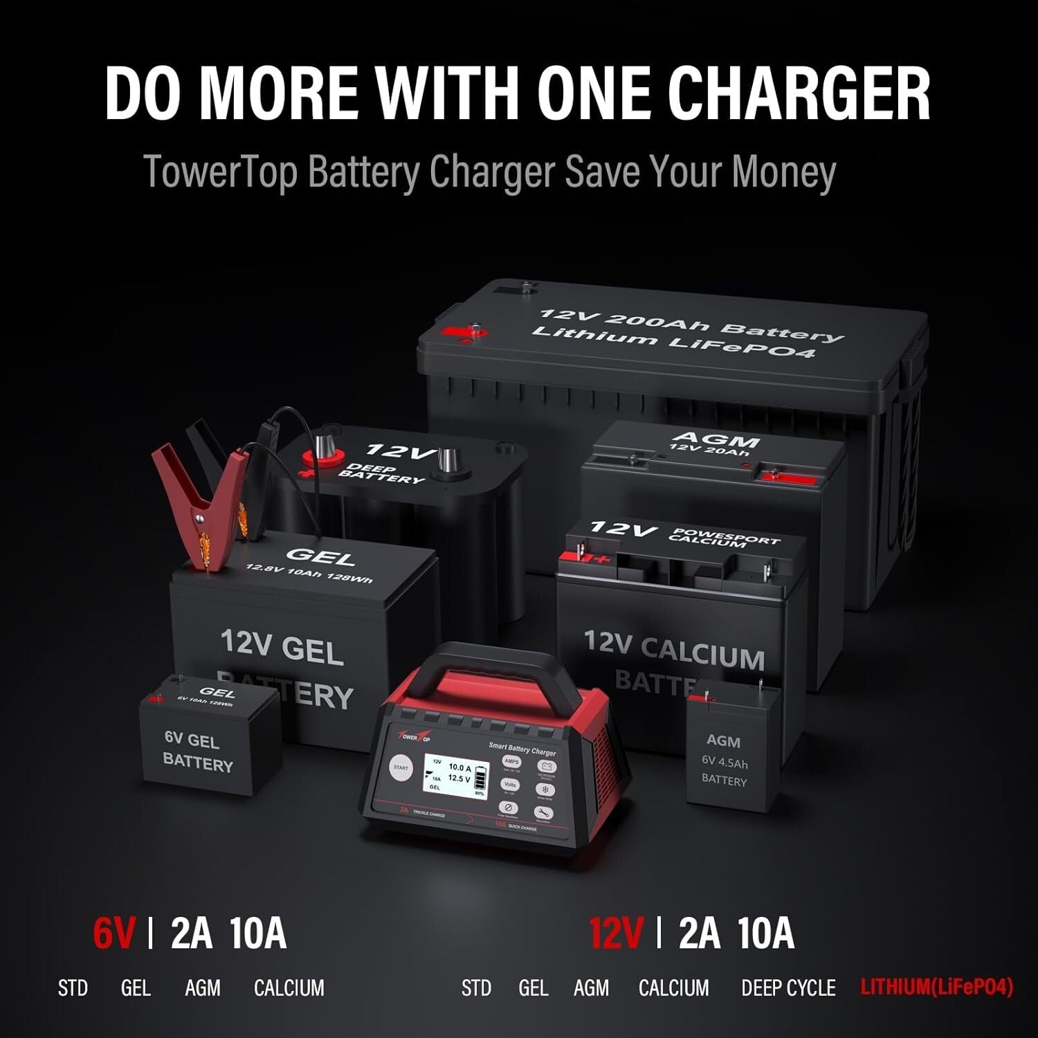 All-in-One Automatic Battery Charger with Repair Mode and Winter Functionality